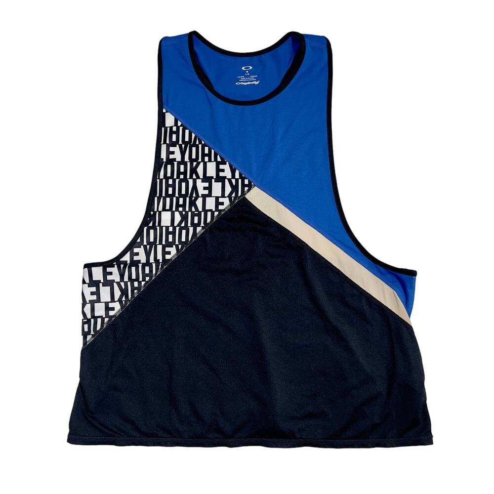 Oakley Swift Tank Top Hydrolix Woman's Large 532249 Imperial Blue All Over Logo